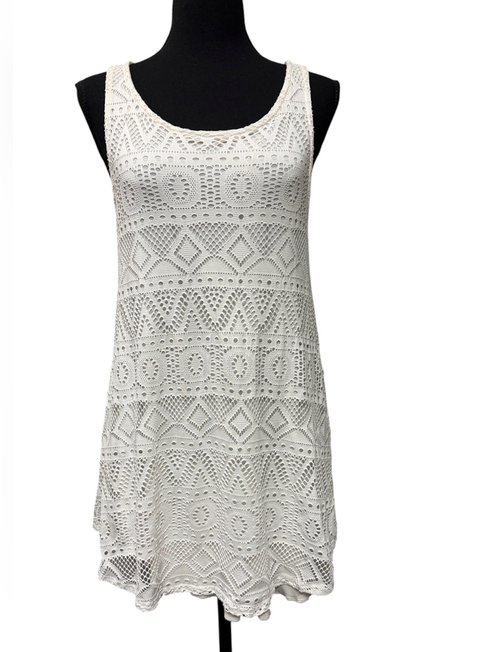 12PM by Mon Ami White Crochet Lace Tank Dress Cover Up Small
